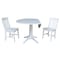 International Concepts Round 42, Round Top Pedestal Table with 2 Chairs, White, 42 in W, 42 in L, 30.3 in H, Wood, White K08-42DPT-27B-C61-2 - alternate 6